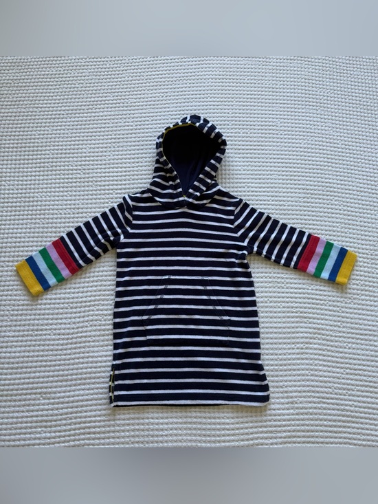 Mini Boden Other - Mini Boden Terry Stripe Hooded Beach Swim Coverup Rainbow Towelling Size 5-6